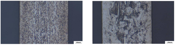 兩種材料放大后質(zhì)量對(duì)比